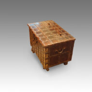 Small Indian iron bound marriage chest end