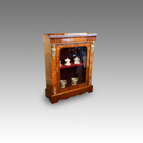 Victorian floral inlaid pier cabinet angle view