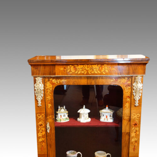Victorian floral inlaid pier cabinet detail