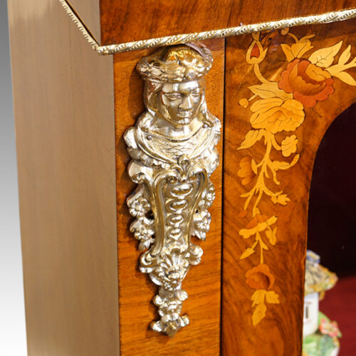Victorian floral inlaid pier cabinet mount detail