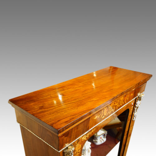 Victorian floral inlaid pier cabinet top view