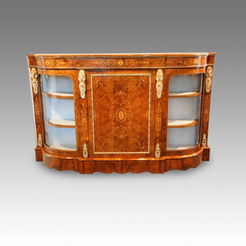 Victorian inlaid burr walnut credenza
