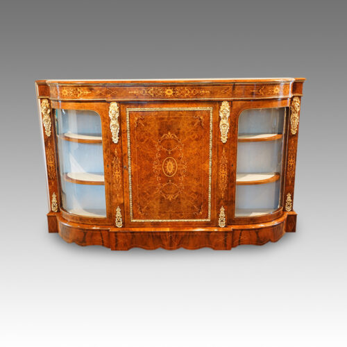Victorian inlaid burr walnut credenza