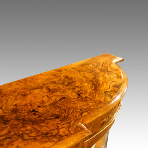 Victorian inlaid burr walnut credenza top end