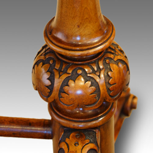 Victorian inlaid walnut serpentine card table carved bulbous