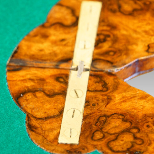 Victorian inlaid walnut serpentine card table hinge