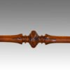 Victorian inlaid walnut serpentine card table stretcher detail