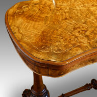 Victorian inlaid walnut serpentine card table top view