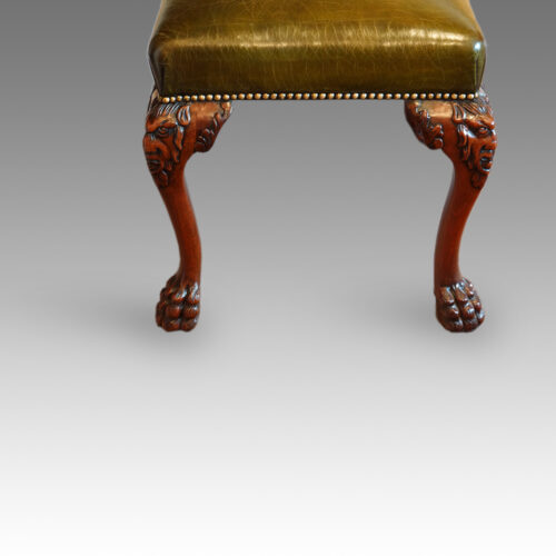 Victorian mahogany and leather stool in Georgian manner end view