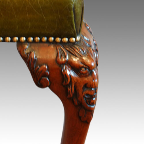 Victorian mahogany and leather stool in Georgian manner leg detail