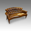 Victorian small leather settee detail front