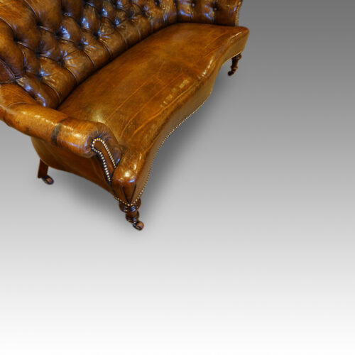Victorian small leather settee side