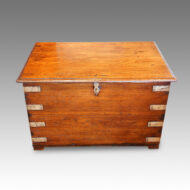 Victorian teak brass bound military trunk