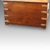 Victorian teak brass bound military trunk front panel