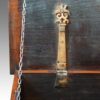 Victorian teak brass bound military trunk interior hinge