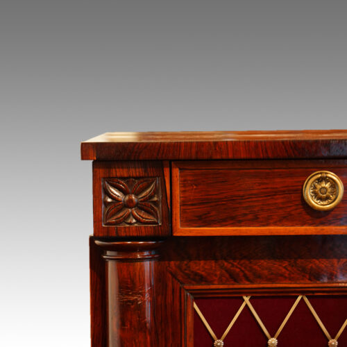 William IV rosewood side cabinet with one drawer detail