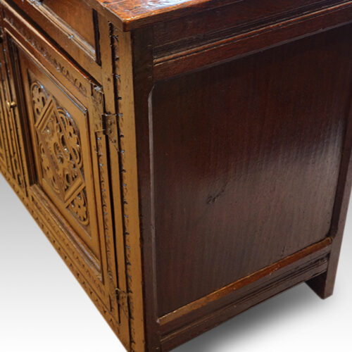 Antique carved oak sideboard end