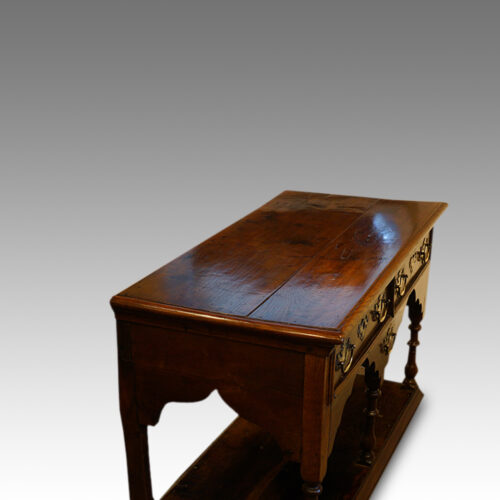 Antique oak dresser side table end view