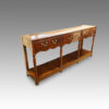 Antique oak narrow potboard dresser base at angle