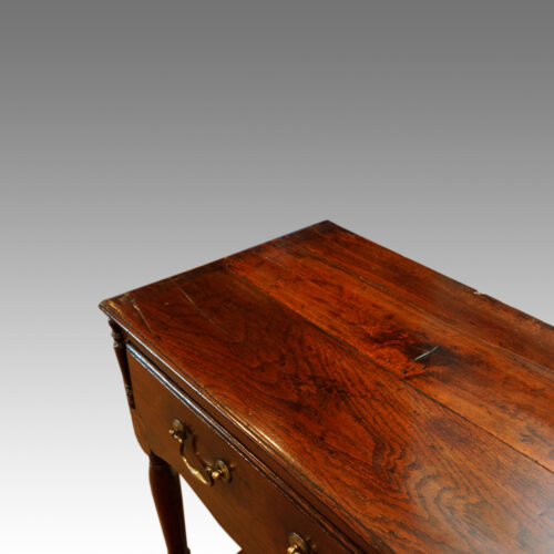 Antique oak narrow potboard dresser base top end view