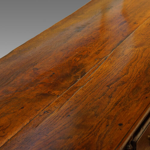 Antique oak narrow potboard dresser base detail top