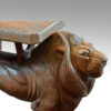 Terracotta lion garden stand face
