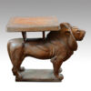 Terracotta lion garden stand side view