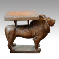 Terracotta lion garden stand side view