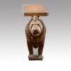 Terracotta lion garden stand front view