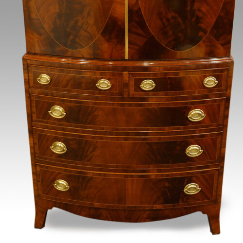 Mahogany bow front small linen press base