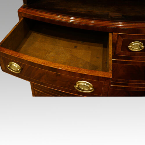 Mahogany bow front small linen press drawer interior
