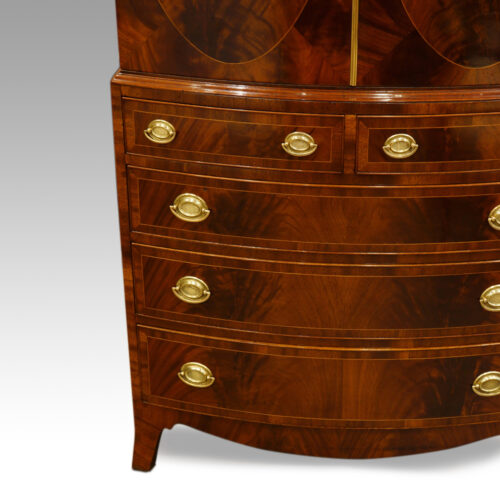 Mahogany bow front small linen press drawers