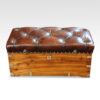 Victorian camphorwood and leather ottoman