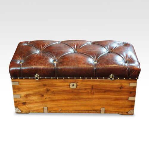 Victorian camphorwood and leather ottoman