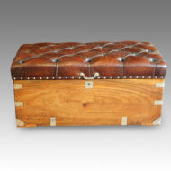 Victorian camphorwood and leather ottoman