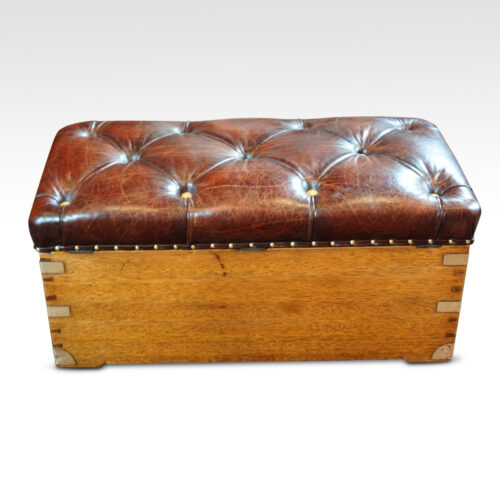 Victorian camphorwood and leather ottoman rear