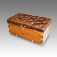 Victorian camphorwood and leather ottoman top