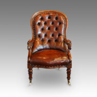Victorian turned leg leather reading chair