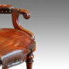 Victorian turned leg leather reading chair arm