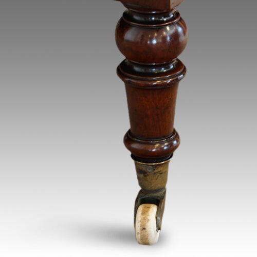 Victorian turned leg leather reading chair leg detail