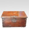 Antique Colonial trunk with iron lock plate