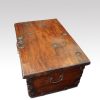 Antique Colonial trunk with iron lock plate top