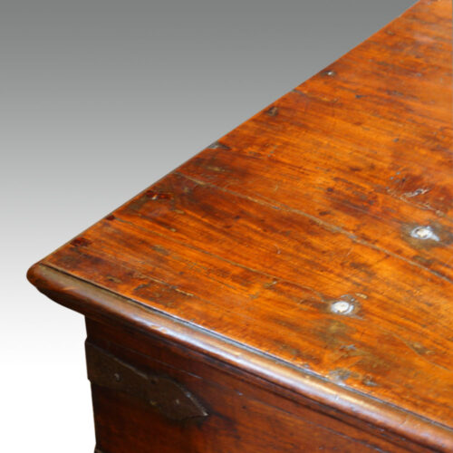 Antique hardwood Colonial chest detail