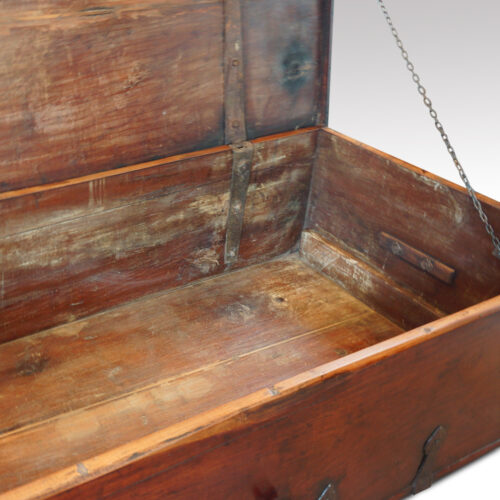 Antique hardwood Colonial chest interior