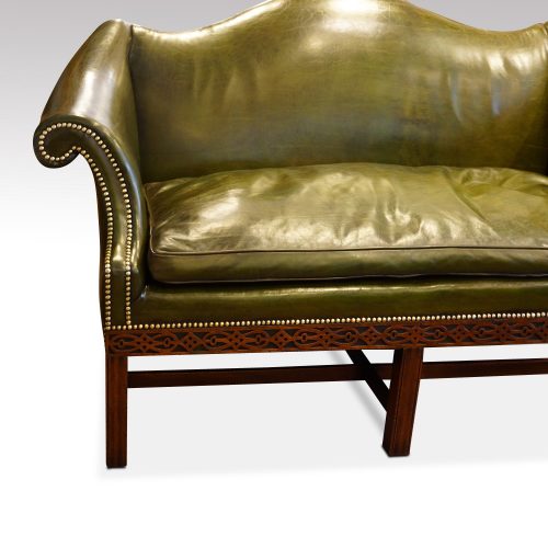 Camel back Chippendale style sofa scroll arm