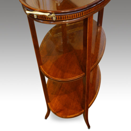 Edwardian inlaid mahogany oval tray table end