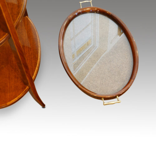 Edwardian inlaid mahogany oval tray table glass tray