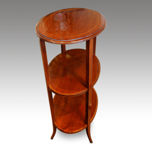 Edwardian inlaid mahogany oval tray table without tray