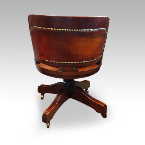 Edwardian mahogany swivel desk chair rear