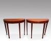 Edwardian pair of mahogany demi lune console tables